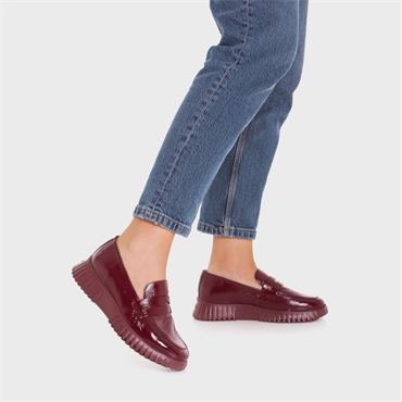 Wonders Flexfly Chunky Slip On Wedge - Burgundy Patent